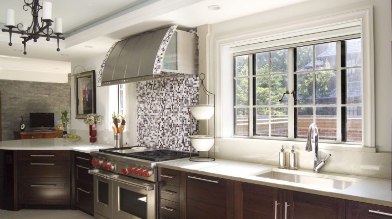 White kitchen with Phantom screens retractable window screen
